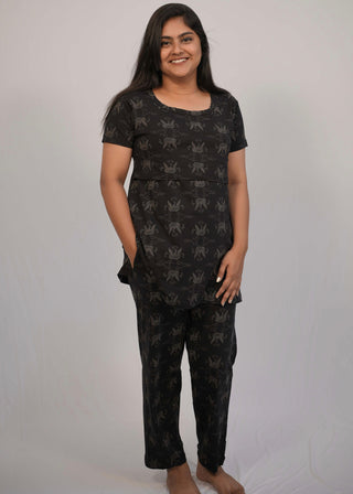 BLACK FLOWERS | ZIPLESS FEEDING PANT SET