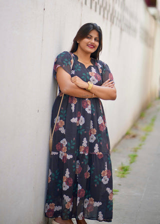 BLACK ROSE | MATERNITY GEORGETTE MAXI ANKLE LENGTH