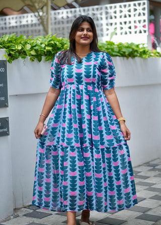 TEAL RETRO DECO | MATERNITY GEORGETTE MAXI ANKLE LENGTH