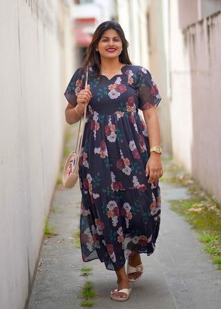 BLACK ROSE | MATERNITY GEORGETTE MAXI ANKLE LENGTH