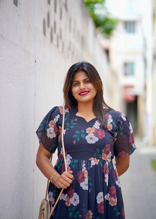 BLACK ROSE | MATERNITY GEORGETTE MAXI ANKLE LENGTH