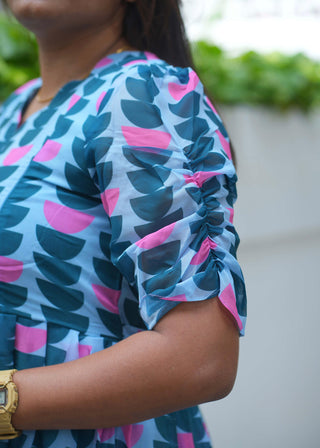 TEAL RETRO DECO | MATERNITY GEORGETTE MAXI ANKLE LENGTH