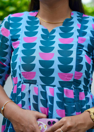 TEAL RETRO DECO | MATERNITY GEORGETTE MAXI ANKLE LENGTH