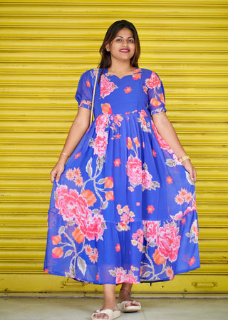 SERNE BLUE MEADOW | MATERNITY GEORGETTE MAXI ANKLE LENGTH