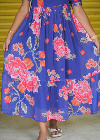 SERNE BLUE MEADOW | MATERNITY GEORGETTE MAXI ANKLE LENGTH