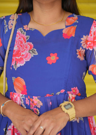 SERNE BLUE MEADOW | MATERNITY GEORGETTE MAXI ANKLE LENGTH