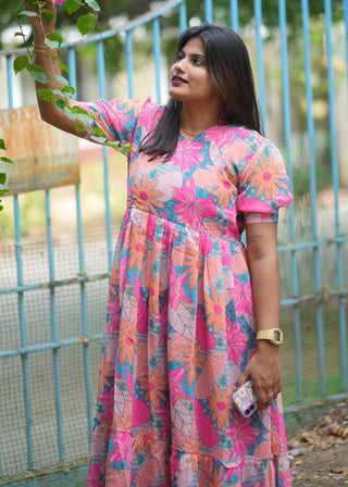 PINK PARADISE | MATERNITY GEORGETTE MAXI ANKLE LENGTH