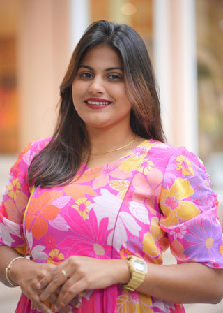 COLOURFUL FLOWERS | MATERNITY GEORGETTE MAXI ANKLE LENGTH