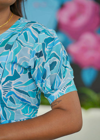 TEAL WAVY RUFFLE | MATERNITY MAXI ANKLE LENGTH