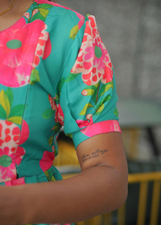 GREEN PINK FLORA | MATERNITY MAXI ANKLE LENGTH