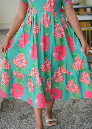 GREEN PINK FLORA | MATERNITY MAXI ANKLE LENGTH