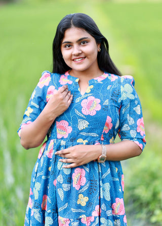 BLUE FLORA | MATERNITY MAXI ANKLE LENGTH