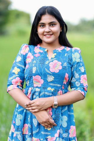 BLUE FLORA | MATERNITY MAXI ANKLE LENGTH