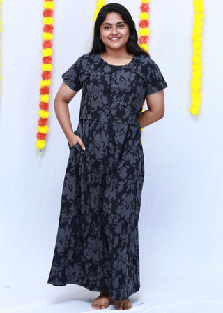 TIE & DYE | ZIPLESS MATERNITY MAXI-SHORT SLEEVES | ANKLE LENGTH MAXI