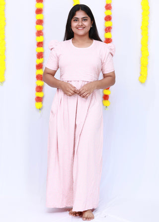 PASTEL FLOWERS | ZIPLESS MATERNITY MAXI-PUFF SLEEVES | FULL LENGTH MAXI