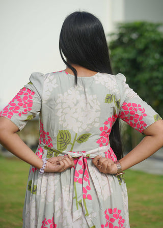 PINK WHITE FLORA | MATERNITY MAXI ANKLE LENGTH
