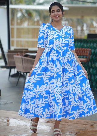 BLUE LEAFY | MATERNITY MAXI ANKLE LENGTH