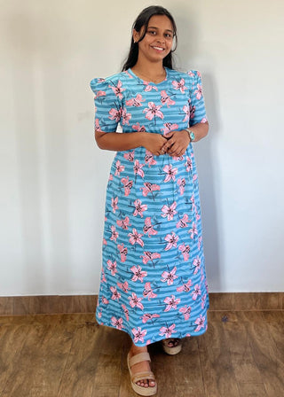 HIBISCUS NON-FEEDING MAXI – PUFF SLEEVES | FULL LENGTH MAXI