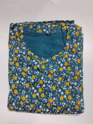 GREEN YELLOW FLORAL | ZIPLESS MATERNITY MAXI-PUFF SLEEVES | ANKLE LENGTH MAXI