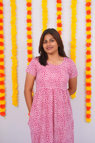 CHEETAH | NON-FEEDING MAXI – SHORT SLEEVES | ANKLE LENGTH MAXI