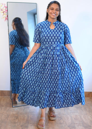 BLUE LEAVES | MATERNITY COTTON MAXI ANKLE LENGTH