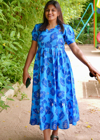 BLUE FLORAL | MATERNITY MAXI ANKLE LENGTH