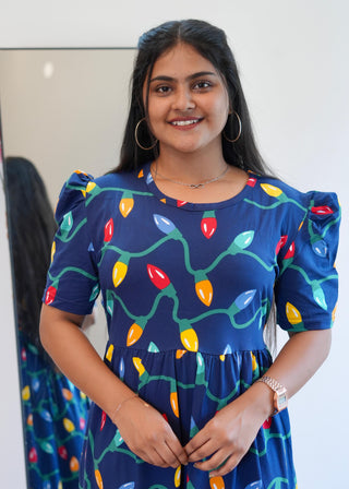 COLOURFUL LIGHTS | NON-FEEDING MAXI – PUFF SLEEVES | ANKLE LENGTH MAXI