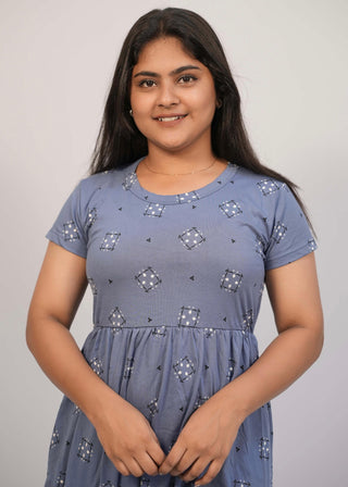 BLUE KOLLAM | NON-FEEDING MAXI – SHORT SLEEVES | ANKLE LENGTH MAXI