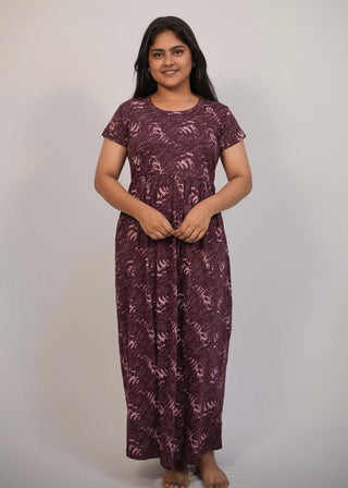 PURPLE TRIBAL | NON-FEEDING MAXI – SHORT SLEEVES | ANKLE LENGTH MAXI