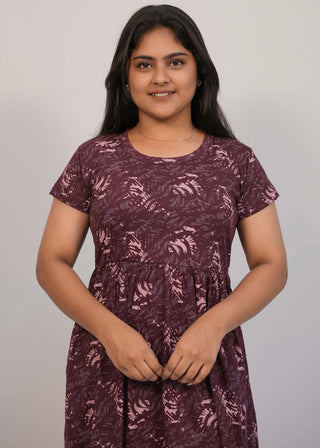 PURPLE TRIBAL | NON-FEEDING MAXI – SHORT SLEEVES | ANKLE LENGTH MAXI