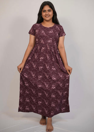 PURPLE TRIBAL | NON-FEEDING MAXI – SHORT SLEEVES | ANKLE LENGTH MAXI
