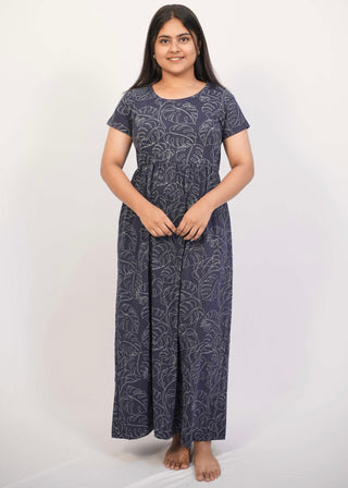 SCRIBBLED LEAF | NON-FEEDING MAXI – SHORT SLEEVES | ANKLE LENGTH MAXI