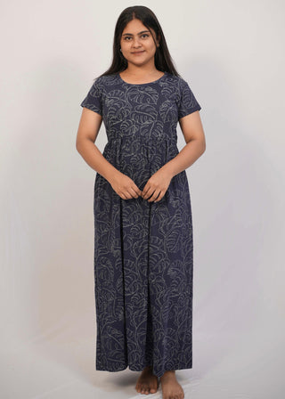 SCRIBBLED LEAF | NON-FEEDING MAXI – SHORT SLEEVES | ANKLE LENGTH MAXI