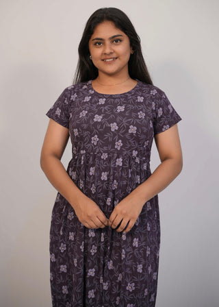 TINY HIBISCUS | NON-FEEDING MAXI – SHORT SLEEVES | ANKLE LENGTH MAXI