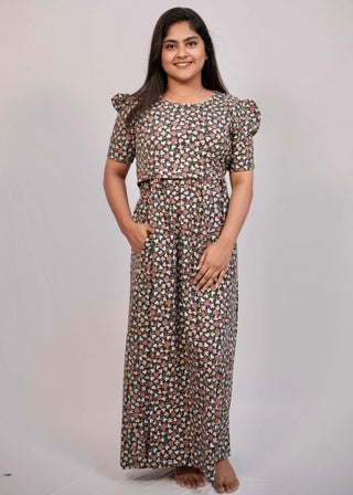 HEARTS | ZIPLESS MATERNITY MAXI-PUFF SLEEVES | FULL LENGTH MAXI