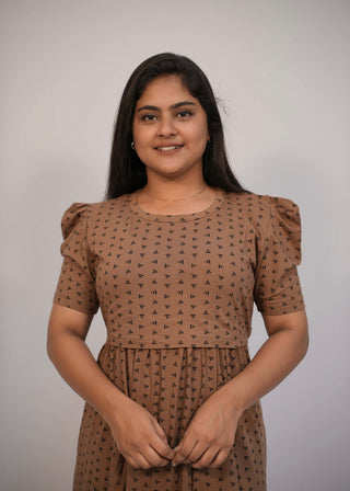 TRIANGLE | ZIPLESS MATERNITY MAXI-PUFF SLEEVES | FULL LENGTH MAXI