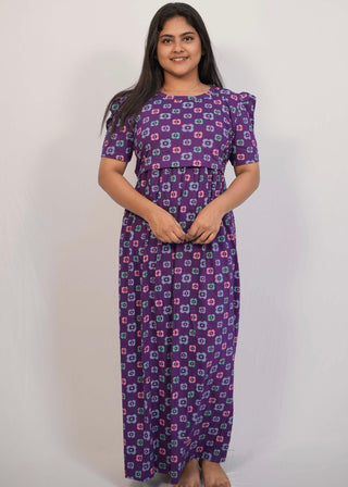 VIOLET CHAKRA | ZIPLESS MATERNITY MAXI-PUFF SLEEVES | FULL LENGTH MAXI