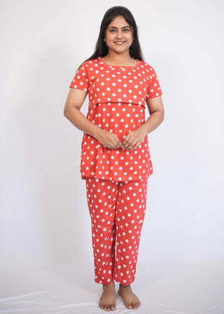 RED POLKA | ZIPLESS FEEDING PANT SET