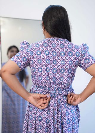 ASTRAL TILE | ZIPLESS MATERNITY MAXI-PUFF SLEEVES | FULL LENGTH MAXI