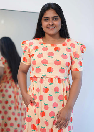 JUICY ORCHARD | ZIPLESS MATERNITY MAXI-PUFF SLEEVES | FULL LENGTH MAXI