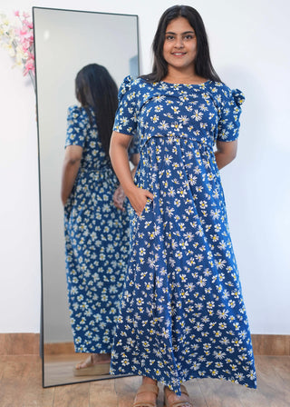 DAISY DAYDREAM | ZIPLESS MATERNITY MAXI-PUFF SLEEVES | FULL LENGTH MAXI