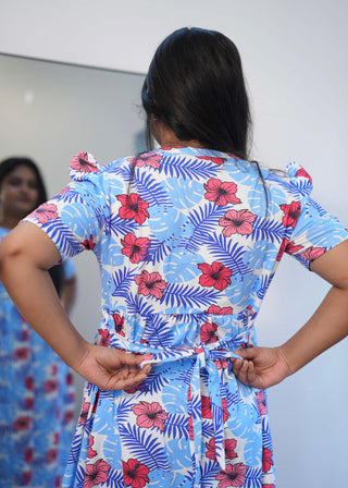 HIBISCUS | ZIPLESS MATERNITY MAXI-PUFF SLEEVES | FULL LENGTH MAXI