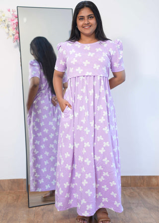 BUTTERFLY | ZIPLESS MATERNITY MAXI-PUFF SLEEVES | FULL LENGTH MAXI