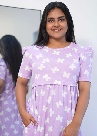 BUTTERFLY | ZIPLESS MATERNITY MAXI-PUFF SLEEVES | FULL LENGTH MAXI