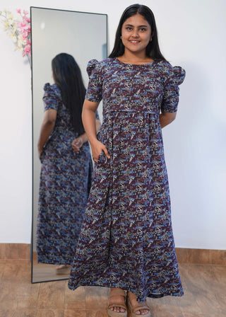 ABSTARCT | ZIPLESS MATERNITY MAXI-PUFF SLEEVES | FULL LENGTH MAXI