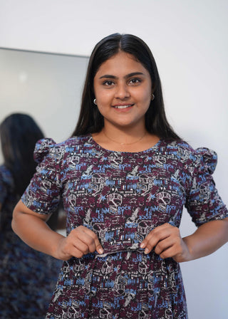 ABSTARCT | ZIPLESS MATERNITY MAXI-PUFF SLEEVES | FULL LENGTH MAXI