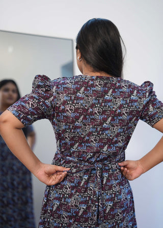 ABSTARCT | ZIPLESS MATERNITY MAXI-PUFF SLEEVES | FULL LENGTH MAXI