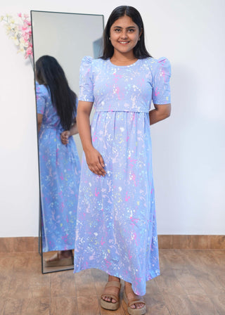 SPLASH | ZIPLESS MATERNITY MAXI-PUFF SLEEVES | FULL LENGTH MAXI