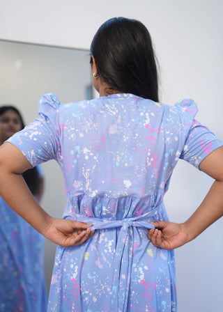 SPLASH | ZIPLESS MATERNITY MAXI-PUFF SLEEVES | FULL LENGTH MAXI