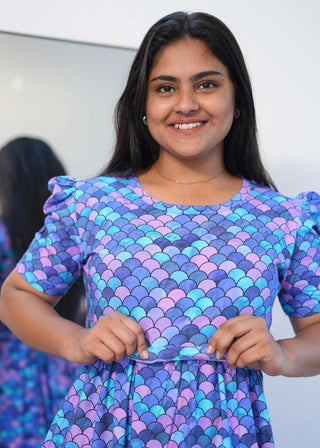 AQUA FANTASY | ZIPLESS MATERNITY MAXI-PUFF SLEEVES | FULL LENGTH MAXI